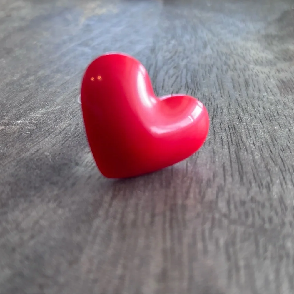 Chunky‎ Red Heart Ring - Bold Resin Statement